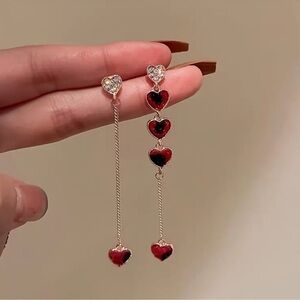 Vintage Heart Chain Earrings ❤️ 925 Silver Posts | Holiday Gift for Her